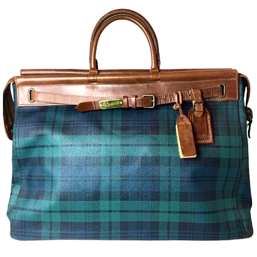RALPH LAUREN Blackwatch Plaid Overnight Boston Weekend Doctors CarryOn Suitcase